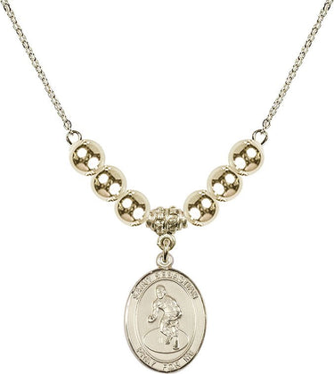 Saint Sebastian Crystal Necklace | 3/4 inch | 6mm Beads _x0014_ 14kt Gold Filled