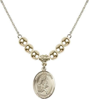 Saint Sebastian Crystal Necklace | 3/4 inch | 6mm Beads _x0014_ 14kt Gold Filled