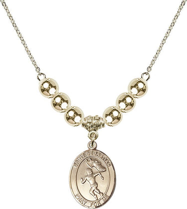 Saint Sebastian Crystal Necklace | 3/4 inch | 6mm Beads _x0014_ 14kt Gold Filled