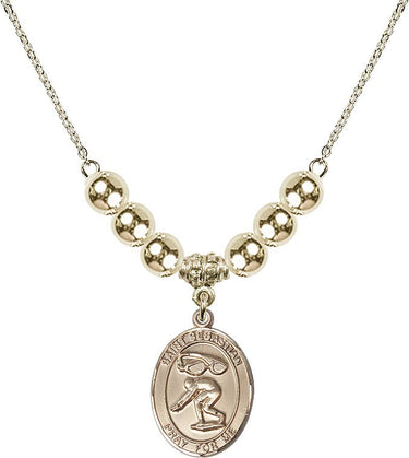 Saint Sebastian Crystal Necklace | 3/4 inch | 6mm Beads _x0014_ 14kt Gold Filled