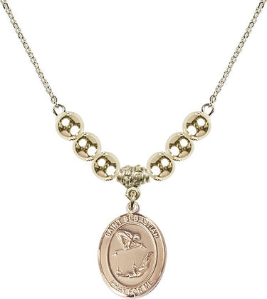 Saint Sebastian Crystal Necklace | 3/4 inch | 6mm Beads _x0014_ 14kt Gold Filled