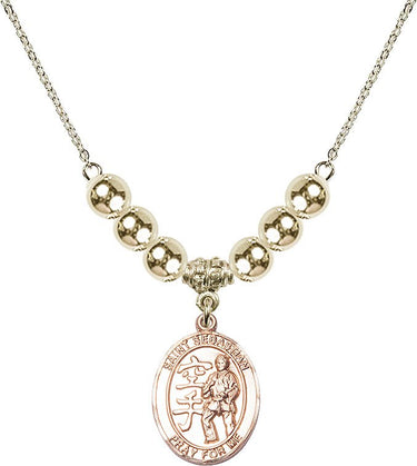 Saint Sebastian Crystal Necklace | 3/4 inch | 6mm Beads _x0014_ 14kt Gold Filled