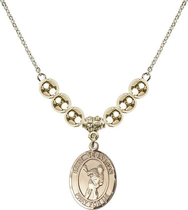 Saint Sebastian Cross Crystal Necklace | 3/4 inch | 6mm Beads _x0014_ 14kt Gold Filled