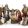 Hand-Painted 13 Inch Catholic Nativity Set with 11 Pieces Including Holy Family Three Wise Men and Shepherds