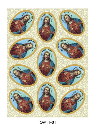 Sacred Heart of Jesus Catholic Stickers Sheet with 9 Religious Embellishments for Prayer Journals and Crafts