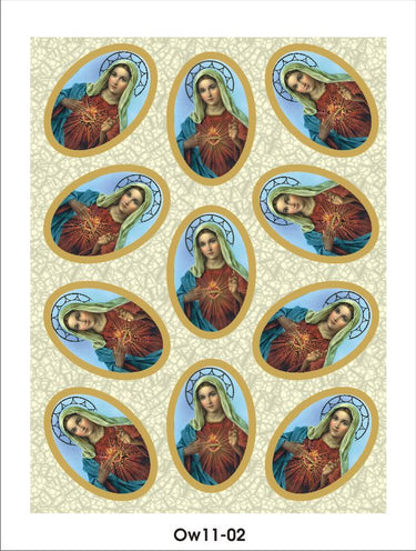 Immaculate Heart of Mary Catholic stickers sheet with 9 Marian devotional images for prayer and consecration