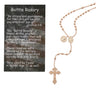 Copper plated St. Benedict rosary with St. Benedict medal centerpiece and included Battle Rosary card and hang bag