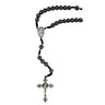 8mm hematite St. Michael corded rosary with silver oxidized centerpiece and crucifix on black cord