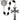 Close-up of silver oxidized St. Benedict crucifix and center medal on black wood bead rosary