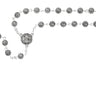 All-zinc metal St. Benedict Rosary with linked chain construction and St. Benedict medal centerpiece, hang carded for retail display