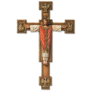 11 inch Christus Rex Italian wall crucifix Christ the King crowned and robed in glory Catholic sacred art by Autom