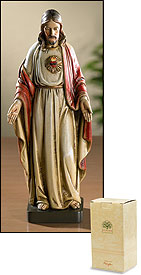 Sacred Heart of Jesus statue 8 inches hand-painted with Italian-inspired detail flames and crown of thorns