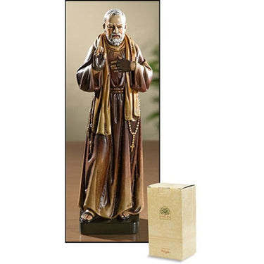 8 inch hand-painted Saint Padre Pio statue in Capuchin habit with stigmata wounds