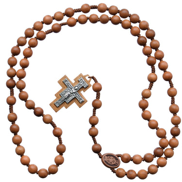 25 inch seven decade Franciscan Crown rosary with 10mm jujube wood beads handcrafted by RosaryCard