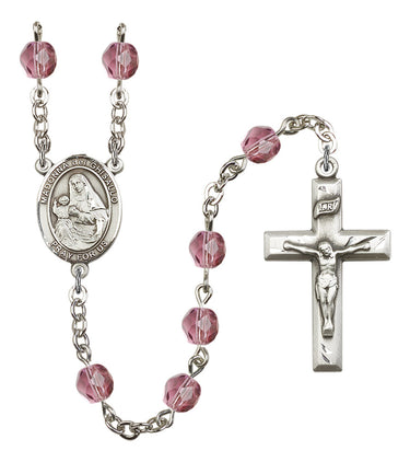Silver tone Madonna Del Ghisallo birthstone Catholic rosary hand-assembled in USA with 12 color options