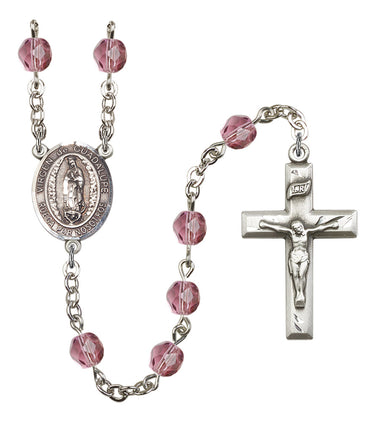 Sterling silver Virgen De Guadalupe birthstone rosary with 6mm beads handcrafted by RosaryCard