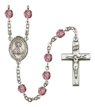 Silver tone Our Lady of San Juan birthstone rosary with 6mm crystal beads handcrafted in USA