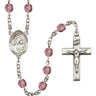 Silver tone Our Lady of Good Counsel birthstone rosary with 6mm beads handcrafted in USA by RosaryCard