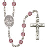 Sterling silver Virgen De La Merced birthstone rosary with 6mm beads handcrafted by RosaryCard