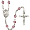Silver tone Our Lady Of Grapes Catholic rosary with 6mm birthstone crystal beads handcrafted in USA by Bliss Manufacturing