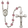 Silver tone Our Lady of Loretto Catholic rosary with birthstone beads, handcrafted in USA by Bliss Manufacturing