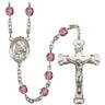 Silver tone Our Lady of Providence birthstone rosary with 6mm crystal beads handcrafted in USA