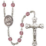 Silver tone Virgen De La Divina Providencia birthstone rosary with 6mm crystal beads, Puerto Rican Catholic rosary, USA made