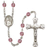 Silver Tone Our Lady of Consolation Catholic Rosary with 6mm Birthstone Beads Handcrafted in USA