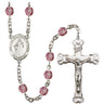 Silver tone Our Lady Undoer of Knots Catholic rosary with birthstone crystal beads handmade by Bliss Manufacturing