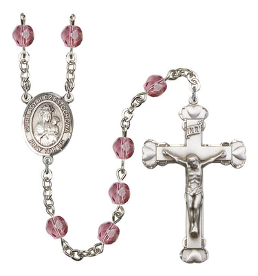 Silver tone Our Lady of Czestochowa Black Madonna birthstone rosary with 6mm beads handcrafted in USA