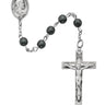 Boys rosary with 6mm genuine hematite beads and sterling silver crucifix in gift box