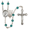 Sterling Silver Guardian Angel Softball Rosary with 6mm Zircon Austrian Crystal Beads December Birthstone Bliss