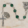 Sterling silver Catholic rosary with 6mm emerald green Austrian crystal beads and crucifix from Creed Vienna Collection