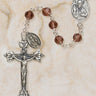 Sterling Silver Amethyst Catholic Rosary with 6mm Austrian Crystal Beads and 1 3/4 inch Crucifix by Creed