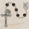 Sterling silver rosary with 6mm jet black Austrian crystal beads and 1.75 inch crucifix in gift box