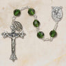 Sterling silver emerald green crystal Catholic rosary with 6mm Austrian crystal beads and oxidized crucifix