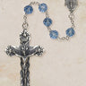Sterling Silver Catholic Rosary with 6mm Cielo Blue Austrian Crystal Beads and 1.75 inch Crucifix by Creed