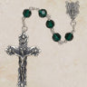 Sterling silver Emerald Vienna Collection Catholic rosary with 6mm emerald green Austrian crystal beads and oxidized crucifix by Creed