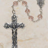 Sterling silver Rose Vienna rosary with 6mm rose Austrian crystal beads and oxidized crucifix by Creed