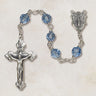 Sterling silver cielo sky blue crystal rosary with 6mm Austrian beads and 1.75 inch crucifix Vienna Collection