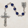 Sterling silver sapphire blue crystal rosary with 6mm Austrian beads and 1.75 inch crucifix Vienna Collection