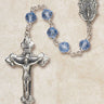 Sterling silver blue crystal Catholic rosary with 6mm Austrian crystal beads and elegant crucifix by RosaryCard