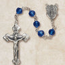 Sterling Silver Sapphire Blue Catholic Rosary with 6mm Austrian Crystal Beads and 1.75 inch Crucifix by Creed