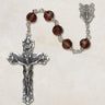 Sterling silver Catholic rosary with 6mm amethyst Austrian crystal beads and 1.75 inch crucifix by Creed Vienna Collection