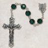 Emerald green Austrian crystal rosary with sterling silver links and 1.75 inch crucifix, Vienna Collection by Creed
