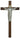 10 inch walnut wood wall crucifix with pewter Risen Christ corpus, Resurrection cross, brown finish
