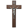 10 inch walnut wood wall crucifix with resin corpus traditional Catholic cross for bedroom or prayer room