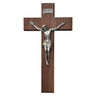 12 inch walnut wood wall crucifix with resin corpus handcrafted Catholic home decor by RosaryCard