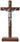 10 inch walnut wood standing crucifix with detailed pewter corpus for Catholic home altar and mantel display
