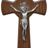 10 inch wooden St. Benedict wall cross with natural wood finish and Benedictine medal design by RosaryCard